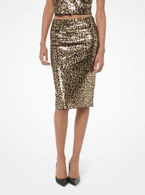 MICHAEL Michael Kors Sequined Leopard Pencil Skirt